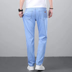 2026 Spring Summer 70% Lyocell Jeans Regular Fit Straight Ice Silk Style Business Casual Light Blue Stretch Cotton Denim
