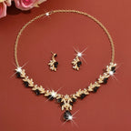 3pcs New Fashion Necklace Sets for Women Waterdrop Collar Choker Necklace Earring Jewelry Set for Prom Birthday Bridal Wedding