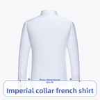 Men's Empire Neck French Cufflink Shirt Slim Fit Business Dress Assorted Cufflinks Lead Needle Large Tip Neck Men's White Shirt