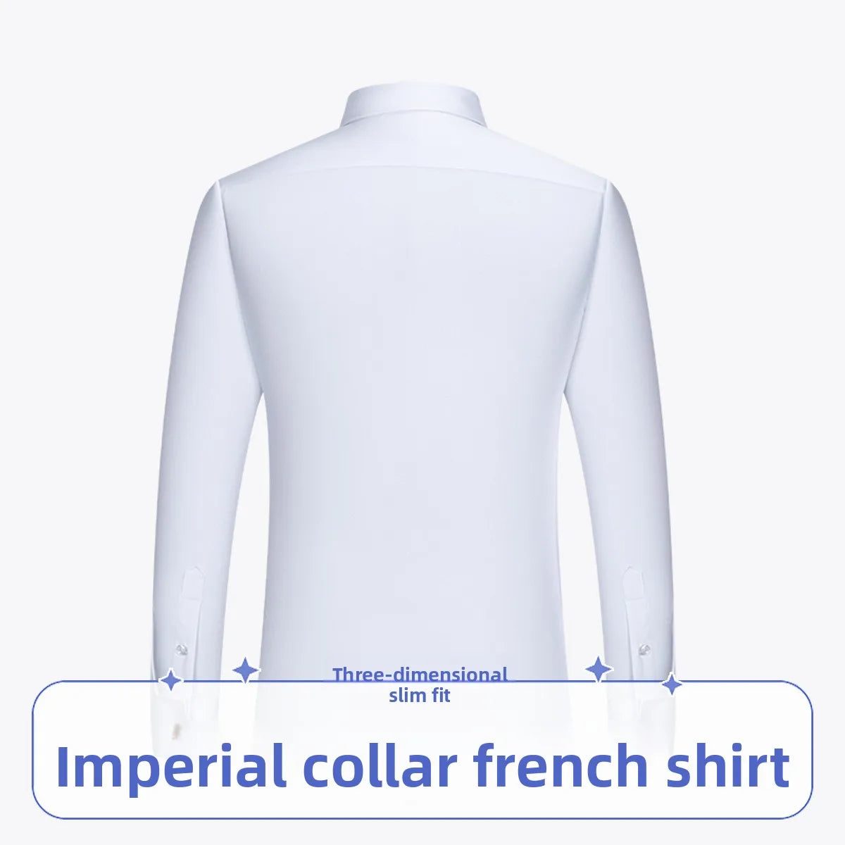 Men's Empire Neck French Cufflink Shirt Slim Fit Business Dress Assorted Cufflinks Lead Needle Large Tip Neck Men's White Shirt