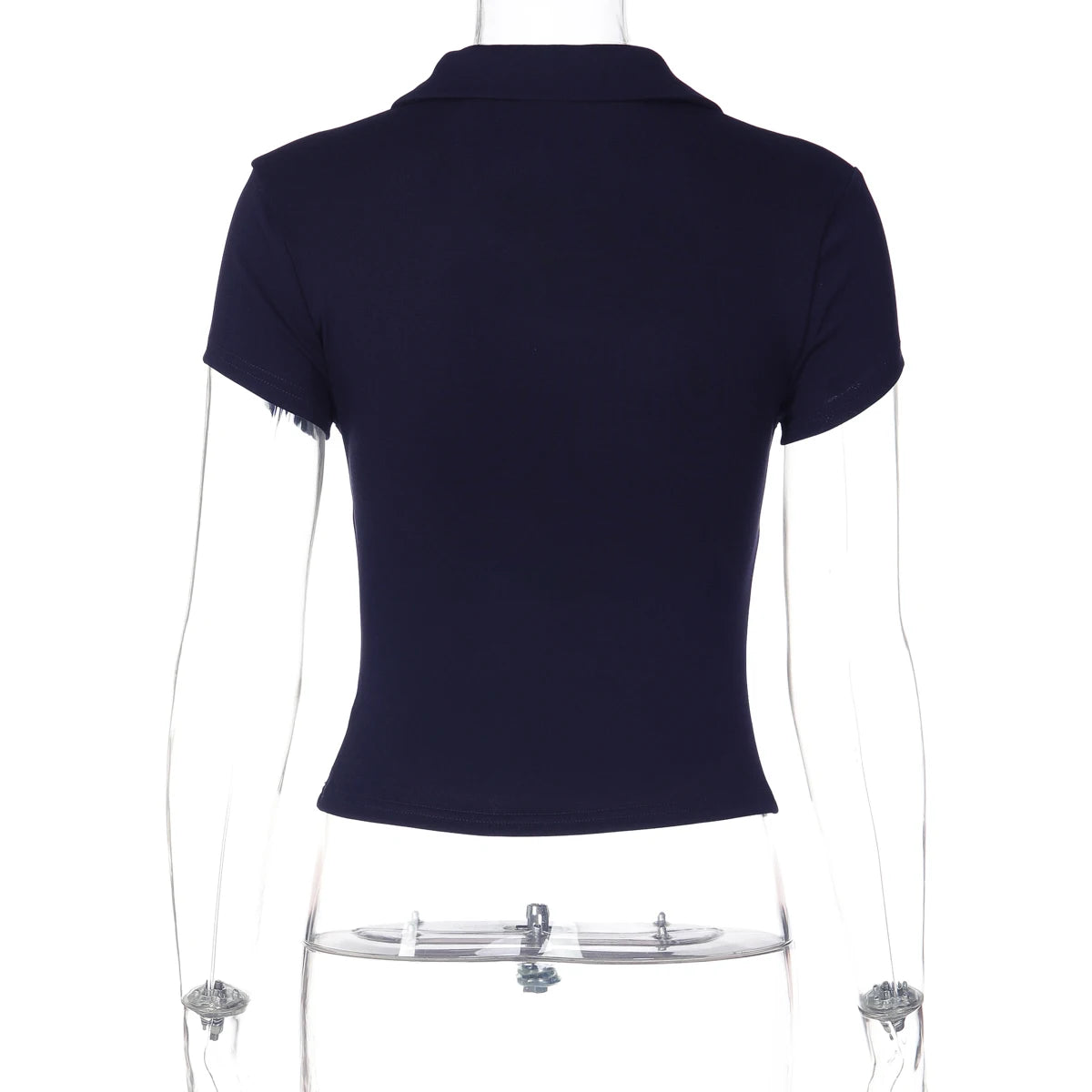 Hugcitar Women'S Fashion Short Sleeve Solid Polo Neck Buttons Sexy Crop T-Shirt Top Summer Female Clothes Streetwear Holiday