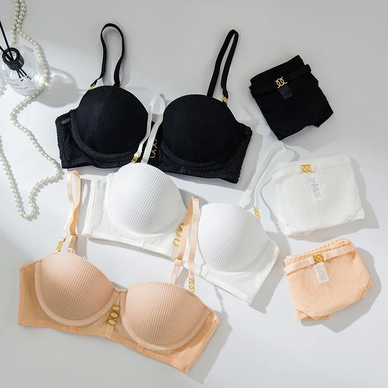 Sexy Padded Push-Up Bra And Panties Set Women's Lingerie with Gathering Chest Brassiere Special Offer Female Underwear Promotion