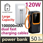 120W Super Fast Charging Portable Power Bank, 100000mAh Large Capacity, Universal Compatibility for All Mobile Phones