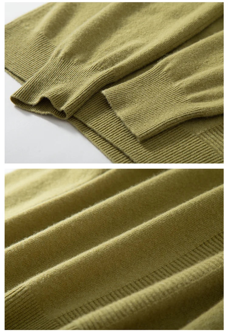 Autumn and winter new 100% pure wool men's semi-turtle neck loose knit solid color Joker casual knit bottoming shirt.