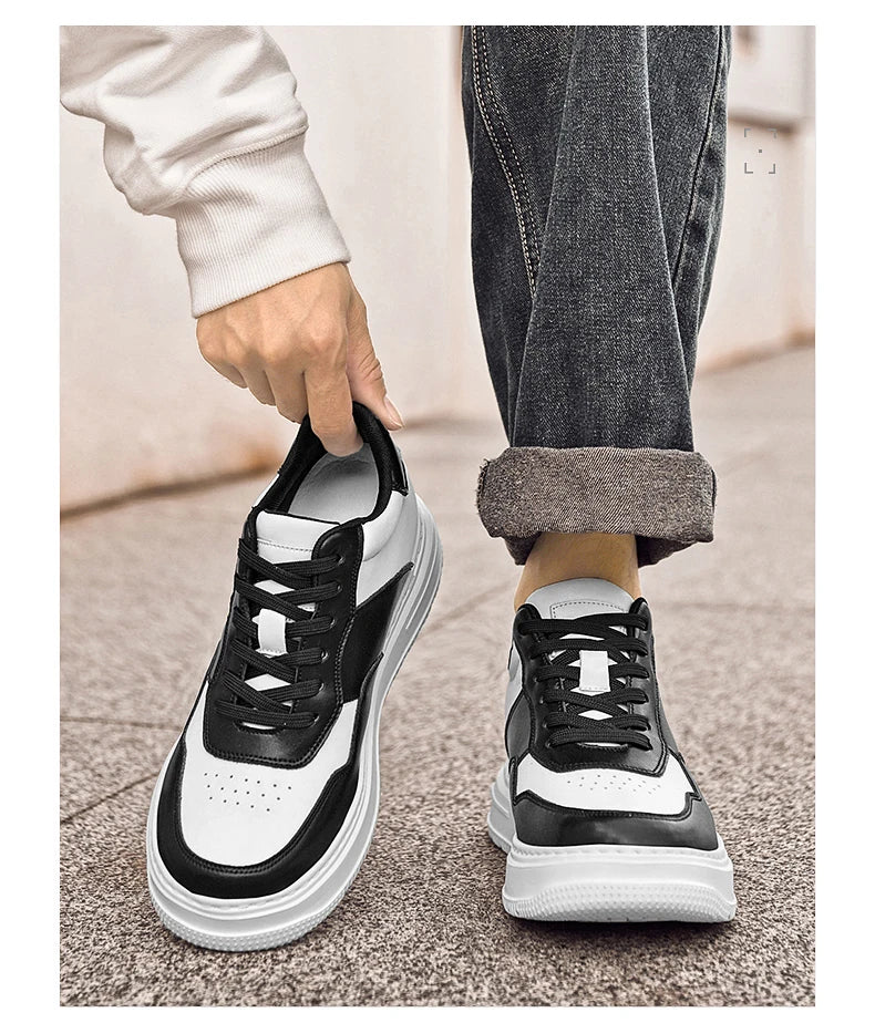 Men Genuine Leather Height Increasing Elevator Shoes Men non-slip BreathableElevator shoes Man Sneakers Comfortable Casual Shoes