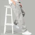 Mens Cotton Pants Spring Summer Sports Casual Pants Cargo Trousers Loose Fit with Zipper Pockets Big Size 5XL