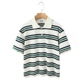 Summer Ladies Polo Shirts Woman Shorts Short Sleeve Brown Striped Vintage Clothes Polo Shirts Mujer Streetwear Crop Tops Casual