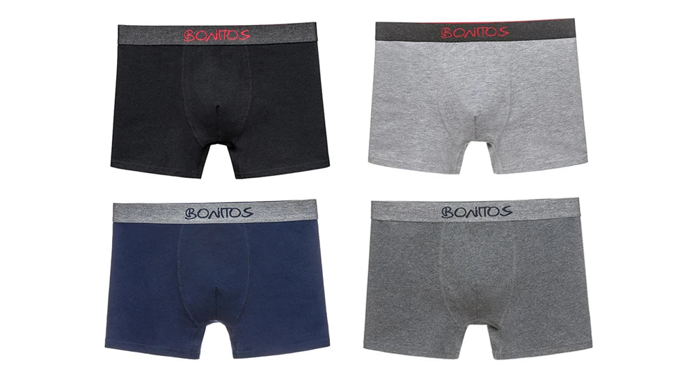 5pcs Men's Panties Cotton Boxer Briefs Letter Elastic Band Men Underpants Classic Solid Color Boxers Underwear For Man BONITOS