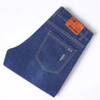 2026 Summer Thin Men's Elastic Cotton Jeans Fashion Blue Comfortable Business Straight Casual Pants Brand Male Clothes Trousers