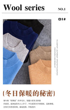 New Fashion Men's 100% Wool Pullover Half-high Collar Sweater Autumn Winter Warm Solid Color Knit Sweater Business Casual Top