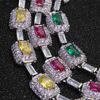 ESKEEM Fashion Jewelry Iced Emerald Cushion Cut Diamond Bracelet White Gold Inlaid Green Baguette Zircon Women's Bracelet ﻿