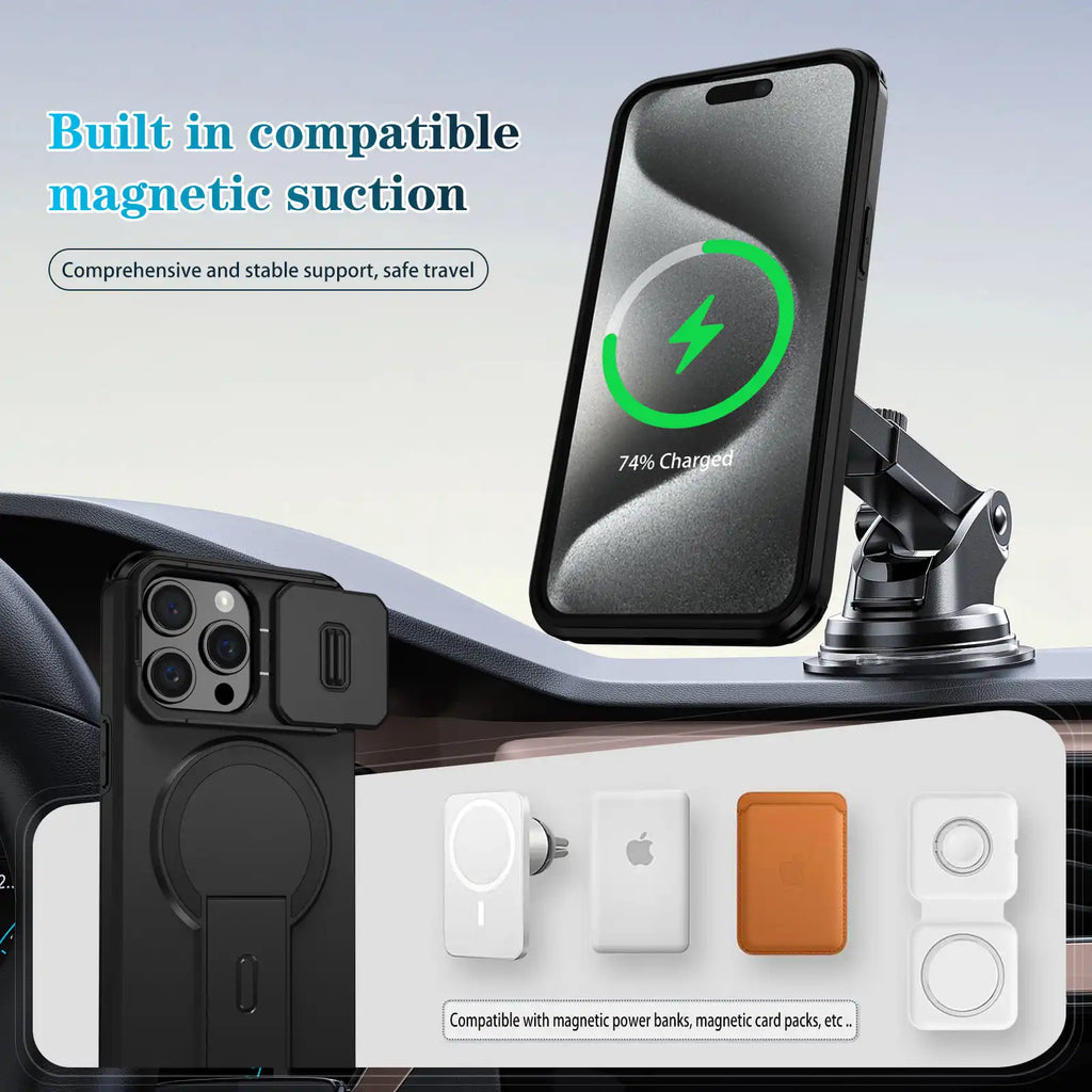 Wefor for iPhone 15/14/13/12/11 Pro Max 15 Plus Case with Camera Control Cover and Adjustable Kickstand,Compatible with Magnetic