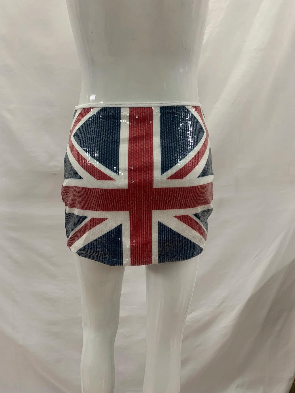 European and American flag print sequin wrapped hip skirt, cross-border slimming and slimming street style short skirt