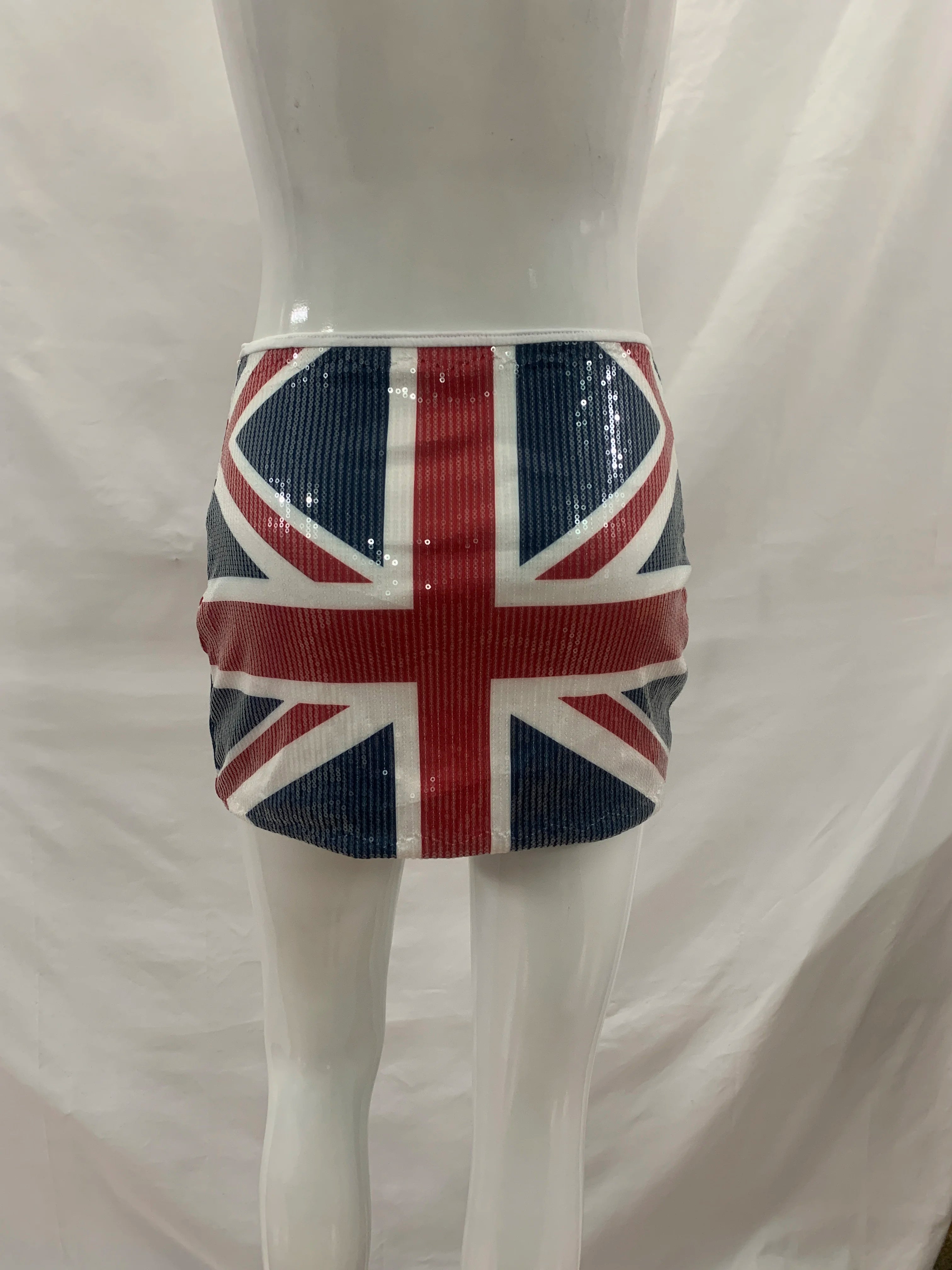 European and American flag print sequin wrapped hip skirt, cross-border slimming and slimming street style short skirt