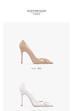 women fashon pumps with V buckle nude high heels with matte finish comfortable soft stilettos for dress