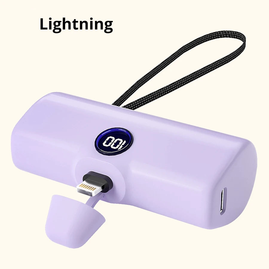 Fast Charging Power Bank Portable Charger External Battery for iPhone Samsung Huawei Xiaomi HONOR 5000mAh Type C or Lightning