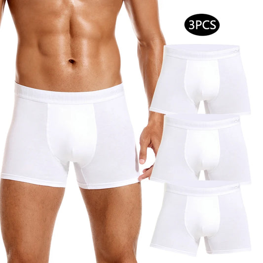 3pcs White Cotton Underwear For Man Boxers Soft Sexy Men's Panties Letter Elastic Band Boxer Short Men Underpants Print Trunks