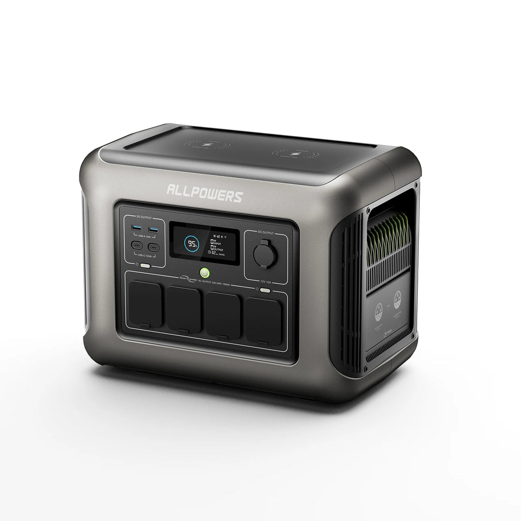 ALLPOWERS R1500 Portable Power Station 1152Wh LiFePO4 Battery 1800W (3000W Peak) AC Output Solar Generator for Outdoor Home Use