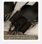 French Style Pointed Toe Backless Heeled Sandals Closed Toe Design Wide Width Plus Size Soft Comfortable High Heel Slip On Shoes