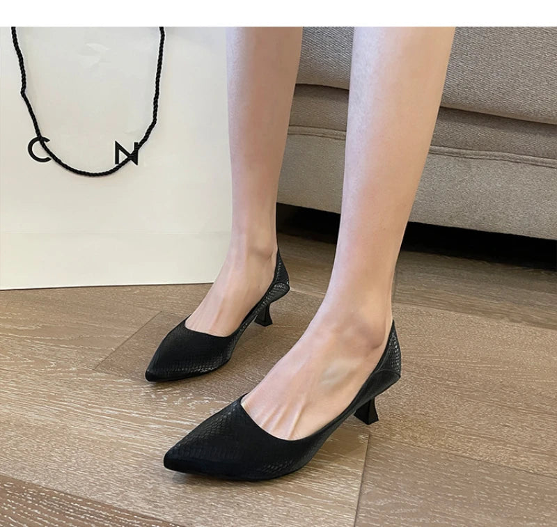 Beige Pointed Toe Kitten Heel Pumps Slip On Dress Shoes Comfortable Non Slip For Business Office Wedding Party Daily Wear  New