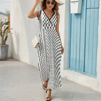 Palestinian Hatta Kufiya Folk Pattern #2-Black, Palestine Arabic Traditional Keffiyeh Design Sleeveless Dress womens clothing