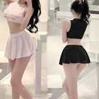 NEWJOINFUN Korean Japan Girls Style Fashion Pleated Mini Skirts XL High Waist Black White A Line Short Skirt for Women Christmas