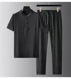 Men's sets (Shirt + trousers) 2026 summer new style fashion men shirt short sleeve shirt High quality shirts male Two Piece