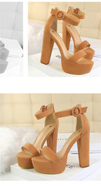 New Fashion Simple Comfort Women Platform High Heels Sandals Summer Peep Toe Party Wedding Pumps Buckle Slimming Shoes