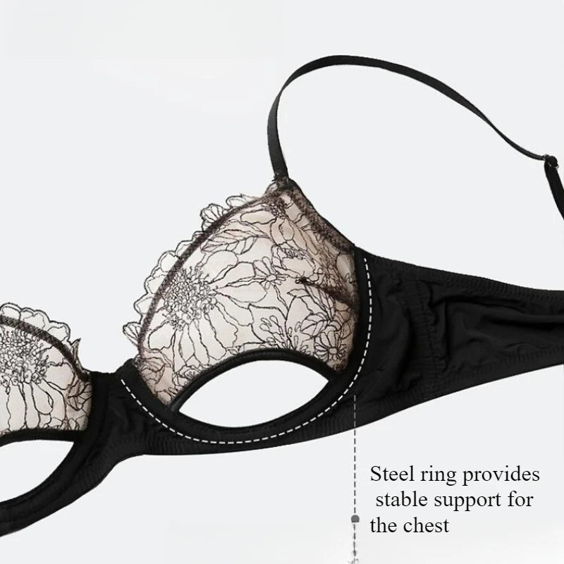 Summer Sexy Hot Ultra Thin Bra Set Women's  Lace Lingerie French Lingerie Underwear Everyday Bra  Unlined Minimizer Push-up Bra