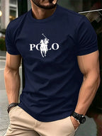 Men's Summer Simple and Fashionable Casual Business Short Sleeved T-shirt Round Neck Solid Color Sports Quick Drying Top