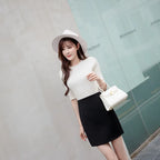 Ladies Casual Simplicity Elegant Trend New Style Summer High Waisted Hip Hugging Skirt Black Short Skirt Fashion Trend
