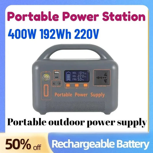 High-Capacity 400W Portable Power Station 192Wh LiFePO4 Battery AC 220V Solar Generator Fast Charge Power Bank for Camping
