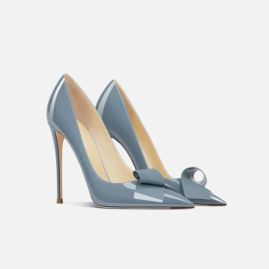 Bow High Heels Women's New Sweet Pointed Stiletto Comfortable Patent Leather Women's Shoes