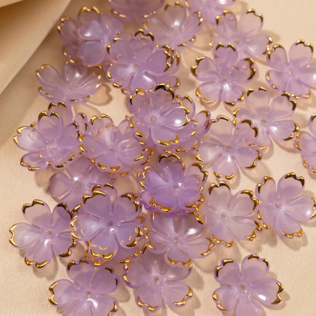 50pcs 19mm Cherry Blossom Beads Gradient Acrylic Flower Beads Mini Spacer Hair Accessory for DIY Bracelet Earring Jewelry Making