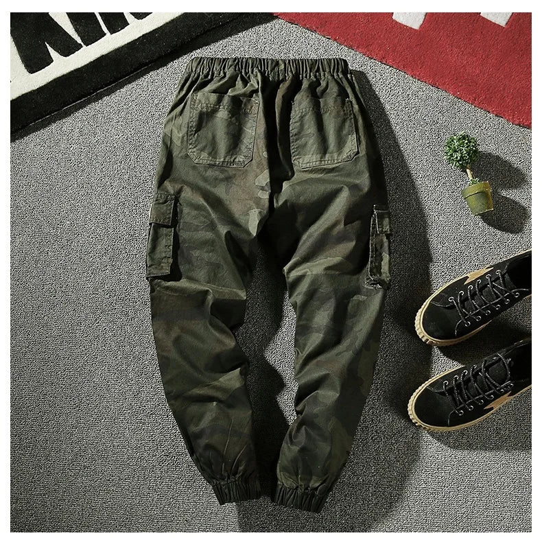Camouflage Cargo Pants Men Cotton Streetwear Korean Hip Hop Joggers 7XL Loose Fit Casual Trousers Multi-Pockets Elastic Waist