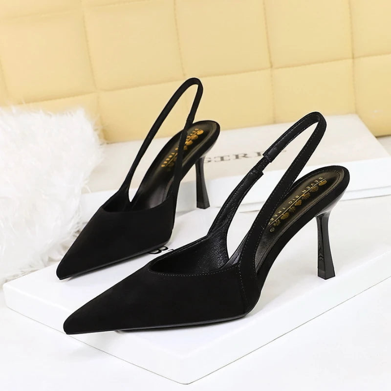 Fashionable Banquet Empty High Heel Shoes For Women's Shoes Thin Heel Pointed Toe Hollow Single Shoes For Women's Shallow Mouth