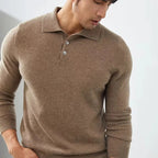 Men's 100% Mink Cashmere Large Size Sweaters Autumn Winter Solid POLO-neck Casual Knit Pullovers Long Sleeve Warm Jumper to