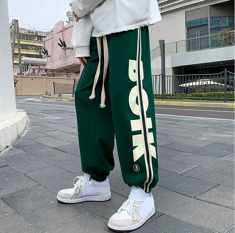 Trousers Hip-hop Wide Leg Sweatpants For Men Summer Stylish Training Cotton Loose Elastic Y2k Casual Baggy Male Sweat Pants L