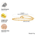 18K Gold Plated Link Bracelet for Women, Stainless Steel Stackable Chain Wristband, Adjustable Waterproof Jewelry