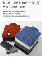 Fall/Winter 100% Wool Men's Turtleneck Thicken Sweater Jacquard Solid Cashmere Knitted Bottom Shirt