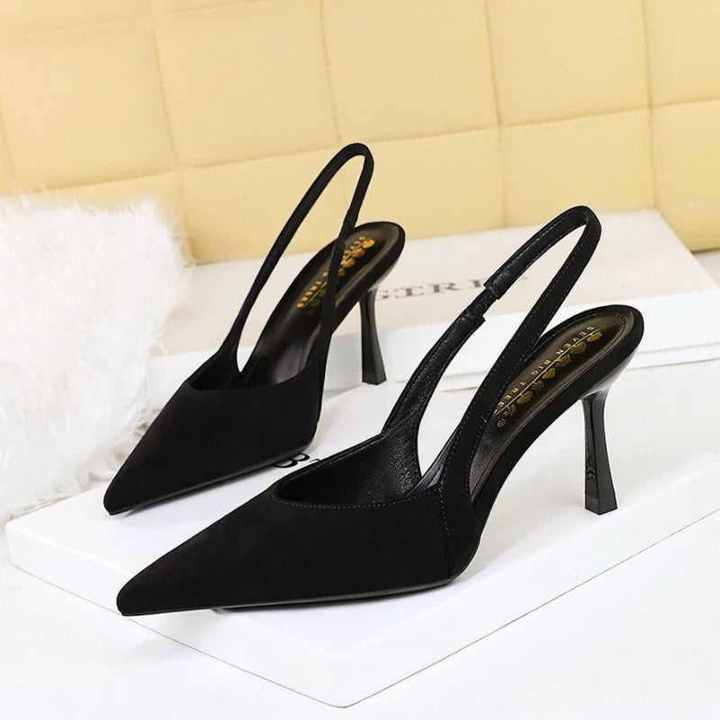 Fashionable Banquet Empty High Heel Shoes For Women's Shoes Thin Heel Pointed Toe Hollow Single Shoes For Women's Shallow Mouth