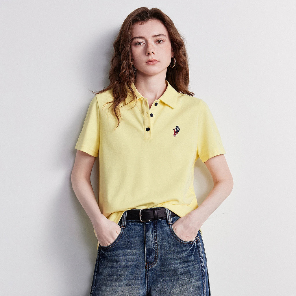 TOYOUTH Women Polo Shirt 2026 Summer New Breathable Short Sleeve Versatile Pullover Tops
