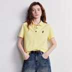 TOYOUTH Women Polo Shirt 2026 Summer New Breathable Short Sleeve Versatile Pullover Tops