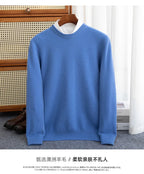 Autumn And Winter 100% Pure Wool Men's Round Neck Thick Solid Color Sweater Business Casual Knitting Bottoming Shirt