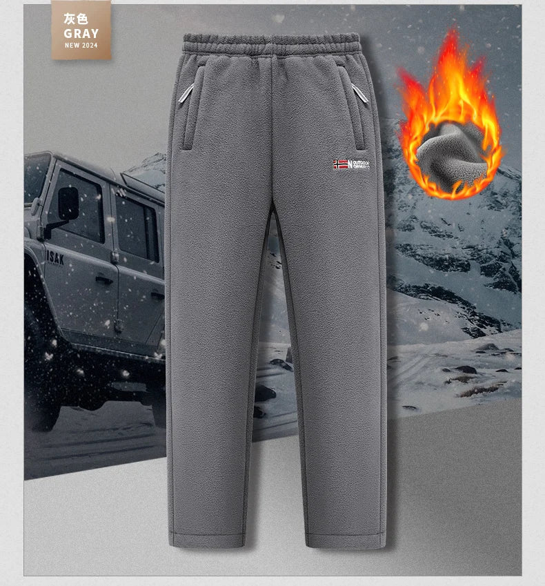 Winter and autumn thick fleece jogging pants for men, casual pants, straight-leg fleece long pants, high-quality, European size