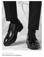 Men's Thick-Soled Low-Cut Business Formal Leather Shoes With Lace-Up Height Increase Groom's Wedding Shoes With Suit Shoes