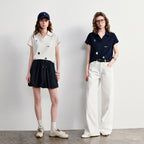 TOYOUTH Women Polo T-Shirt 2026 Summer Joint Name with Gongchangzhang Embroidered V-Neck Age-Reducing Trendy Tops
