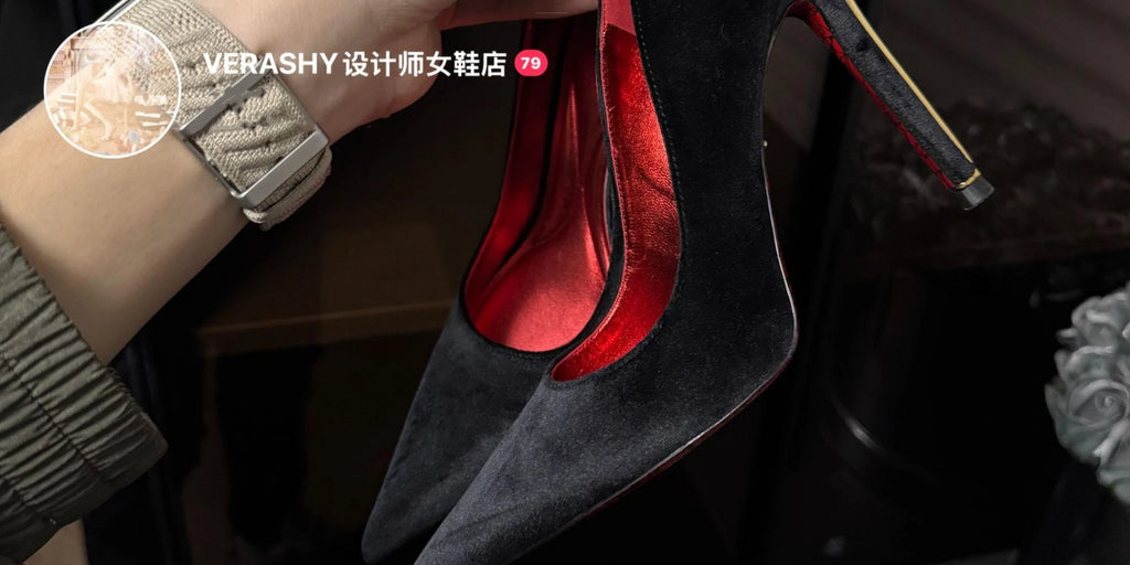Red Bottom Metal Wand Sexy Sword Pointed Toe Thin Heel Evening Single High Heel Printed Bottom Comfortable Wear Ultra High Heels