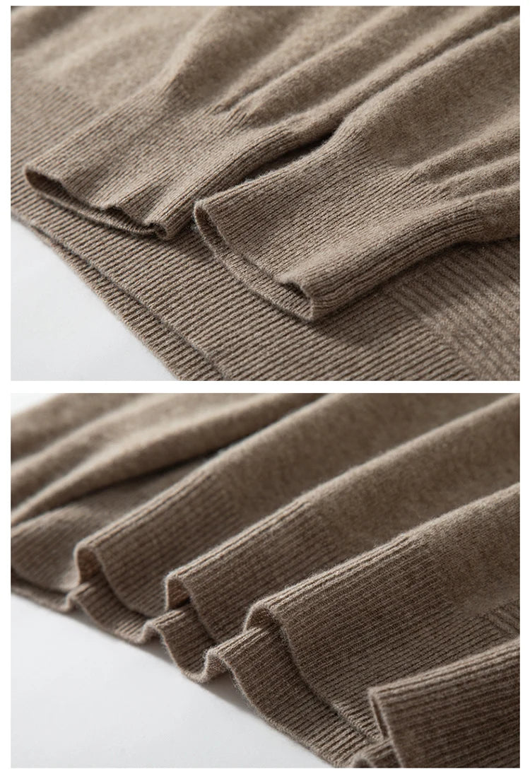 Autumn and winter new 100% pure wool men's semi-turtle neck loose knit solid color Joker casual knit bottoming shirt.