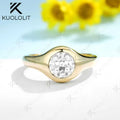 Kuololit 1CT OEC Moissanite Rings for Women Soild 10K 14K Yellow Gold Bezel Set Diamond Ring  for Engagement Christmas Gifts
